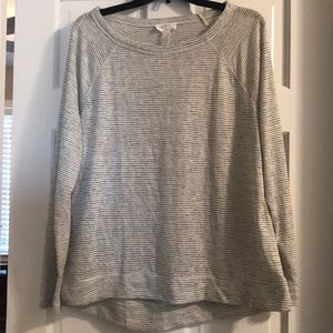 Linen blend long sleeve striped tee